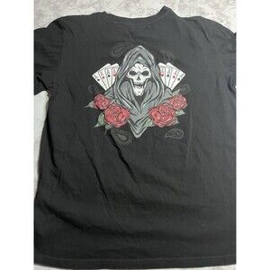 Taco Tuesday Grim Reaper Skull Roses Playing Cards Graphic T Shirt Men’s Medium